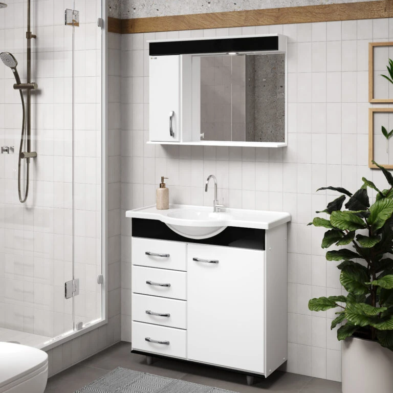 Kit Gabinete para Banheiro Viena Com Pé 79,5cm