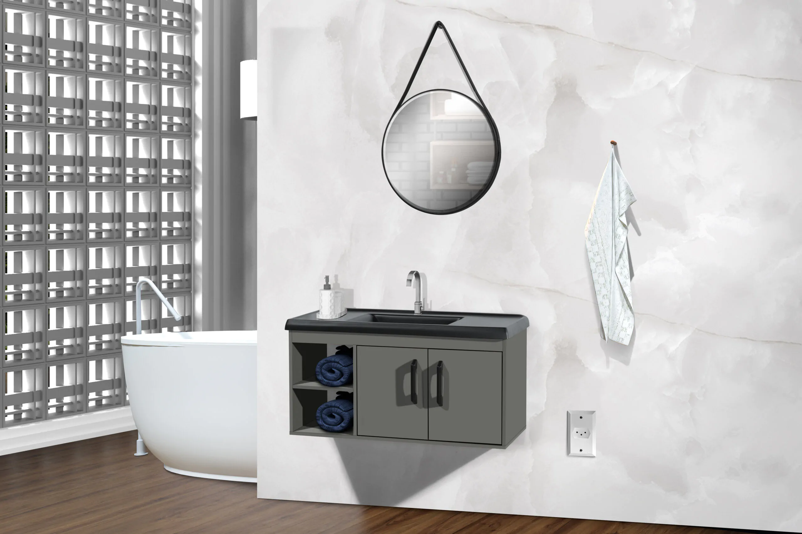 Kit Gabinete para Banheiro Accanto 80 - MM Gabinetes