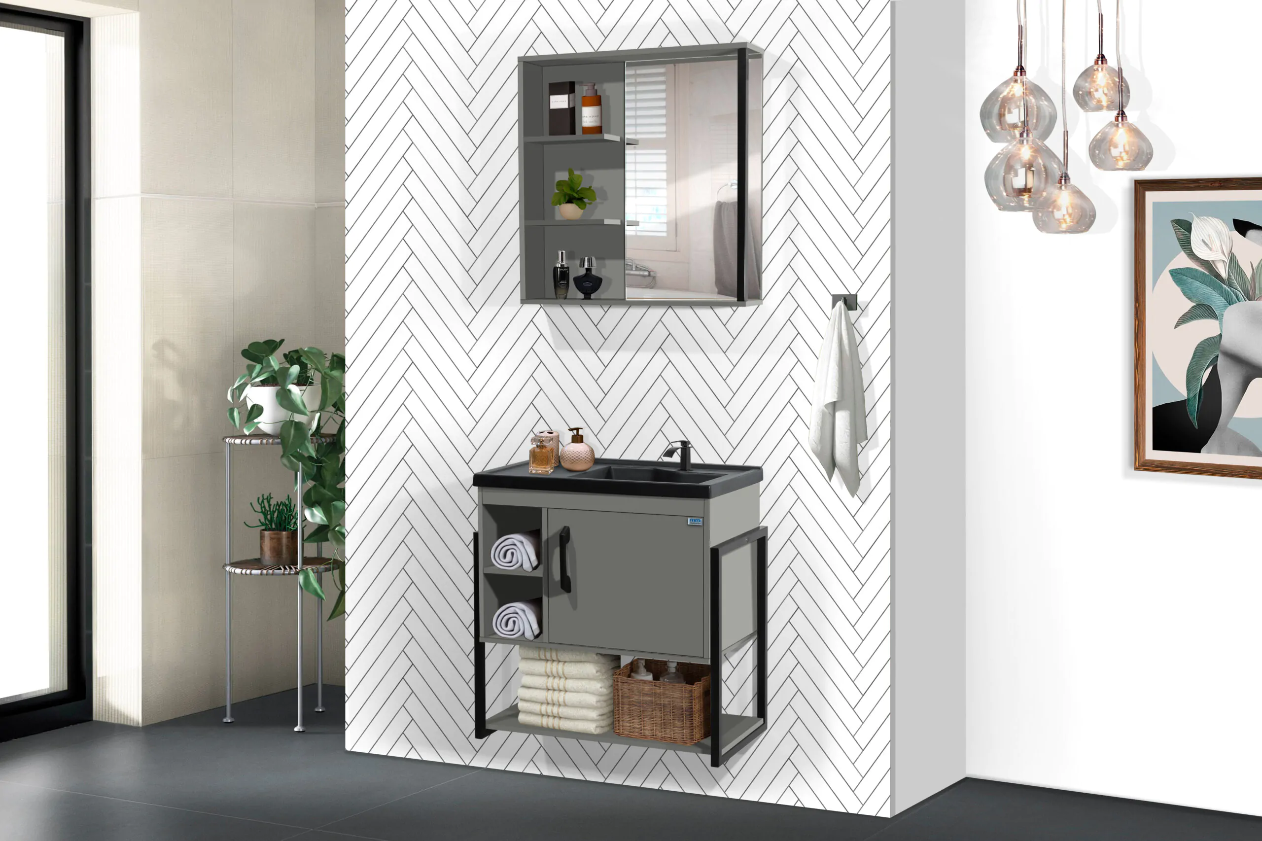 Kit Gabinete para Banheiro Accanto Metal 60 - MM Gabinetes