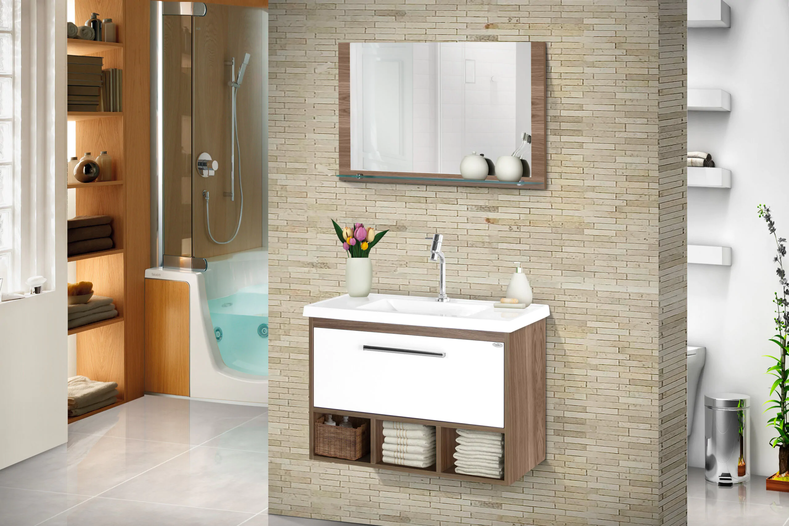 Kit Gabinete para Banheiro Florence 70