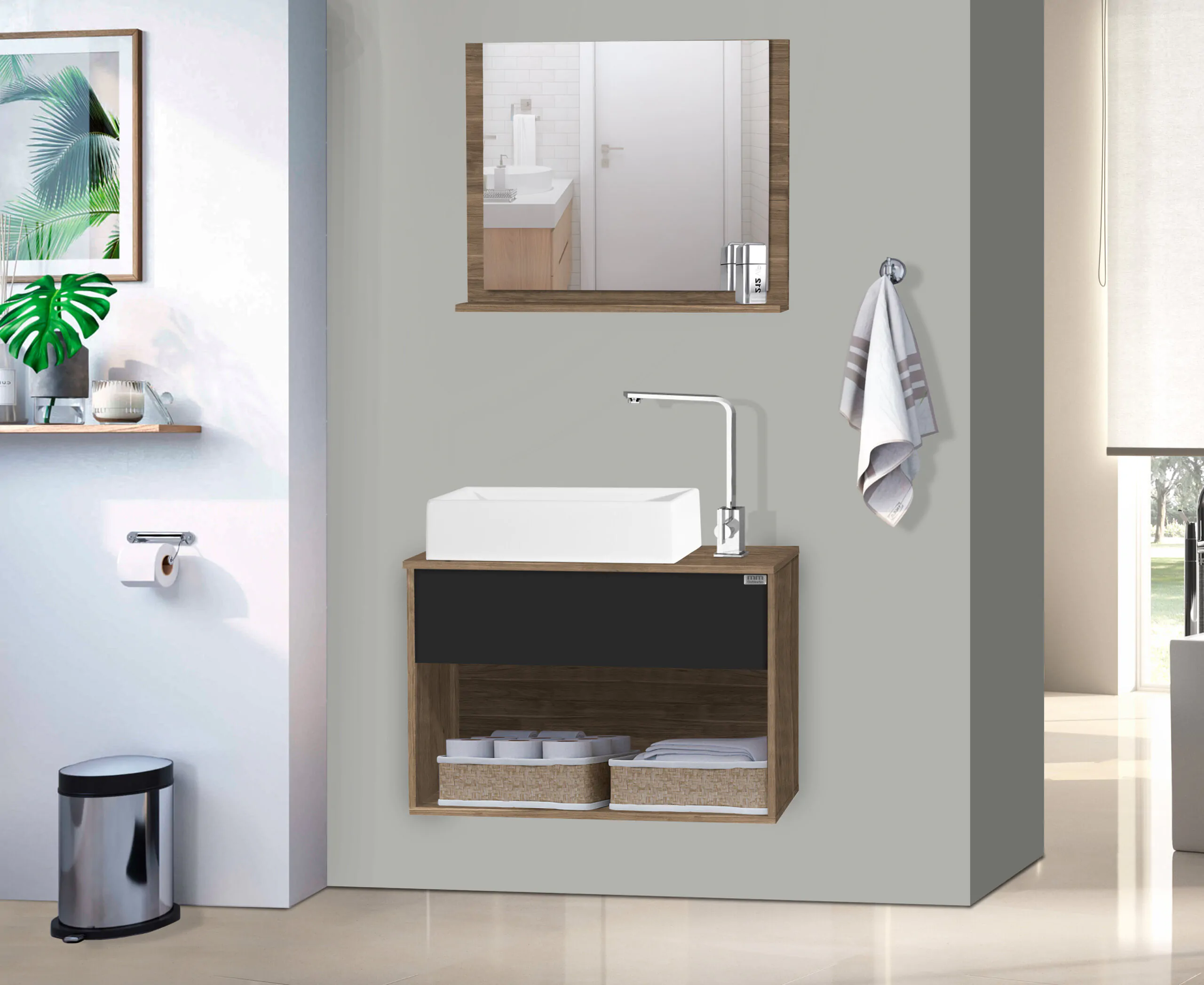 Kit Gabinete para Banheiro Spazio 60 c/CUBA