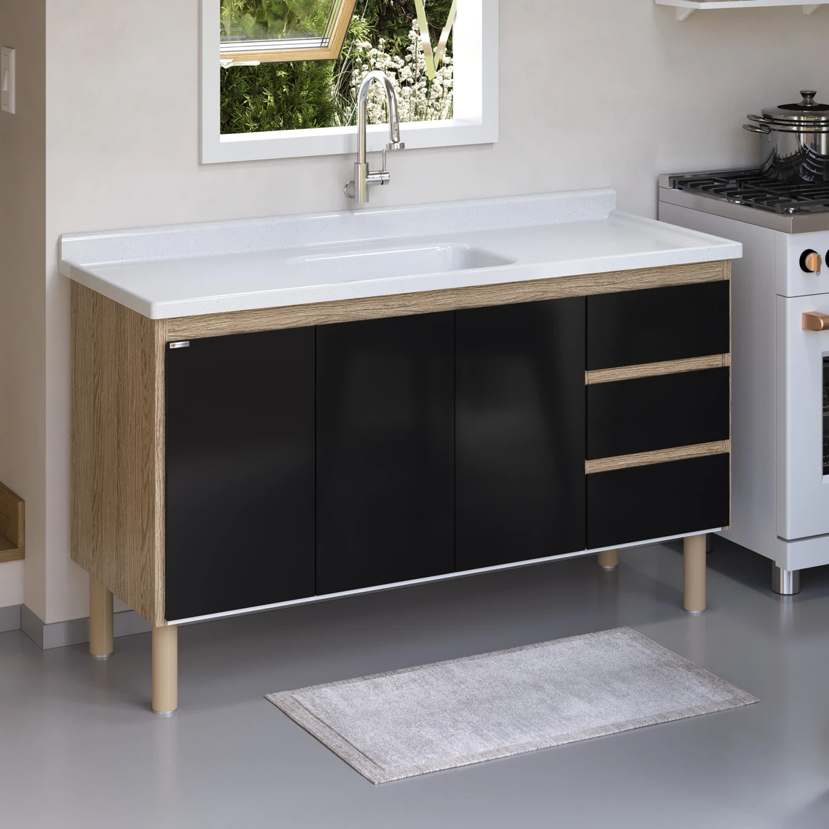 Gabinete de Cozinha Atenas 134cm - AJ Rorato