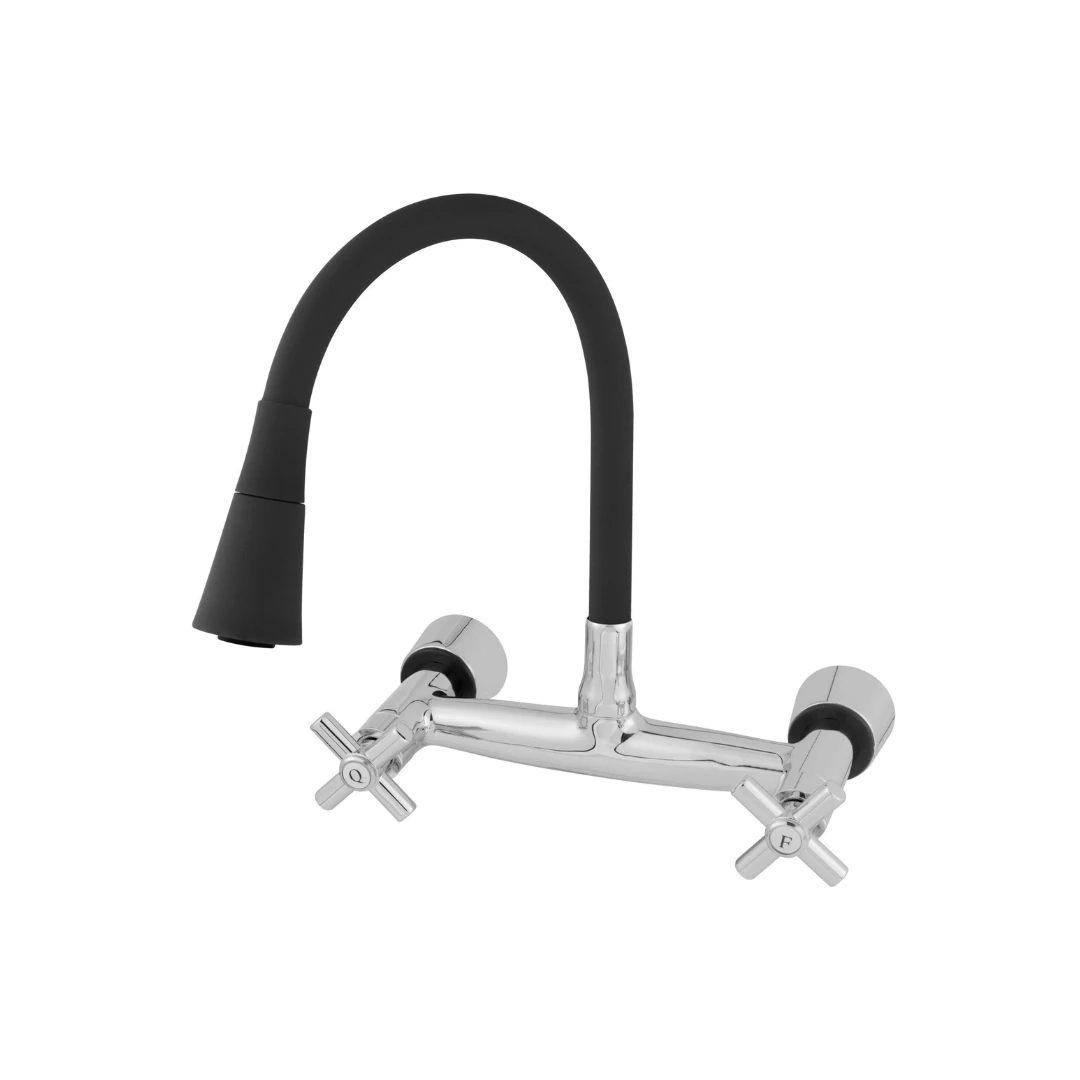 MISTURADOR COLOR DUO BLACK CANO FLEXÍVEL PAREDE - Talita Metais