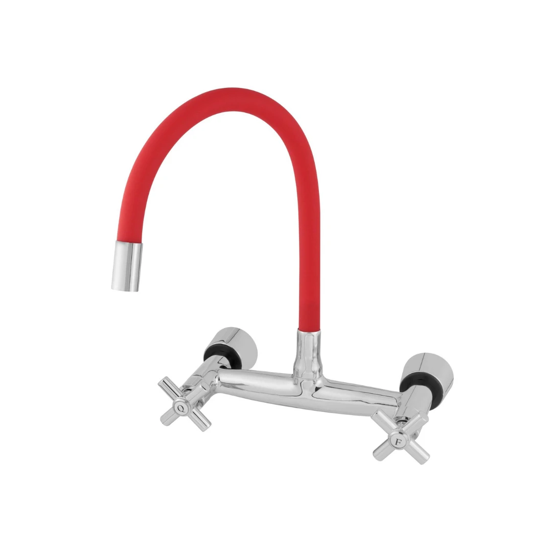 MISTURADOR COLOR RED CANO FLEXÍVEL PAREDE - Talita Metais