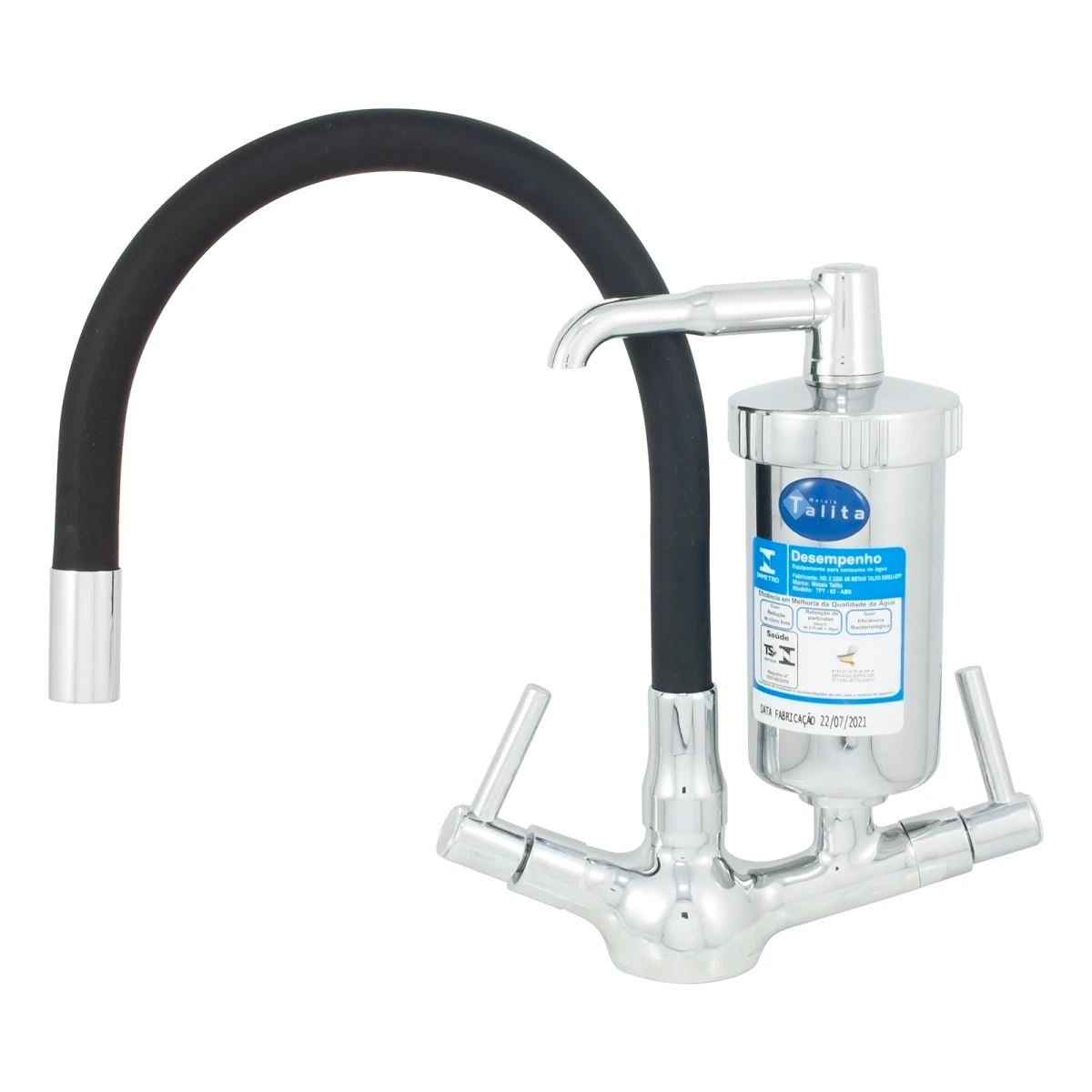 TORNEIRA COLOR BLACK CANO FLEXÍVEL  C/ FILTRO METAL OU ABS - Talita Metais