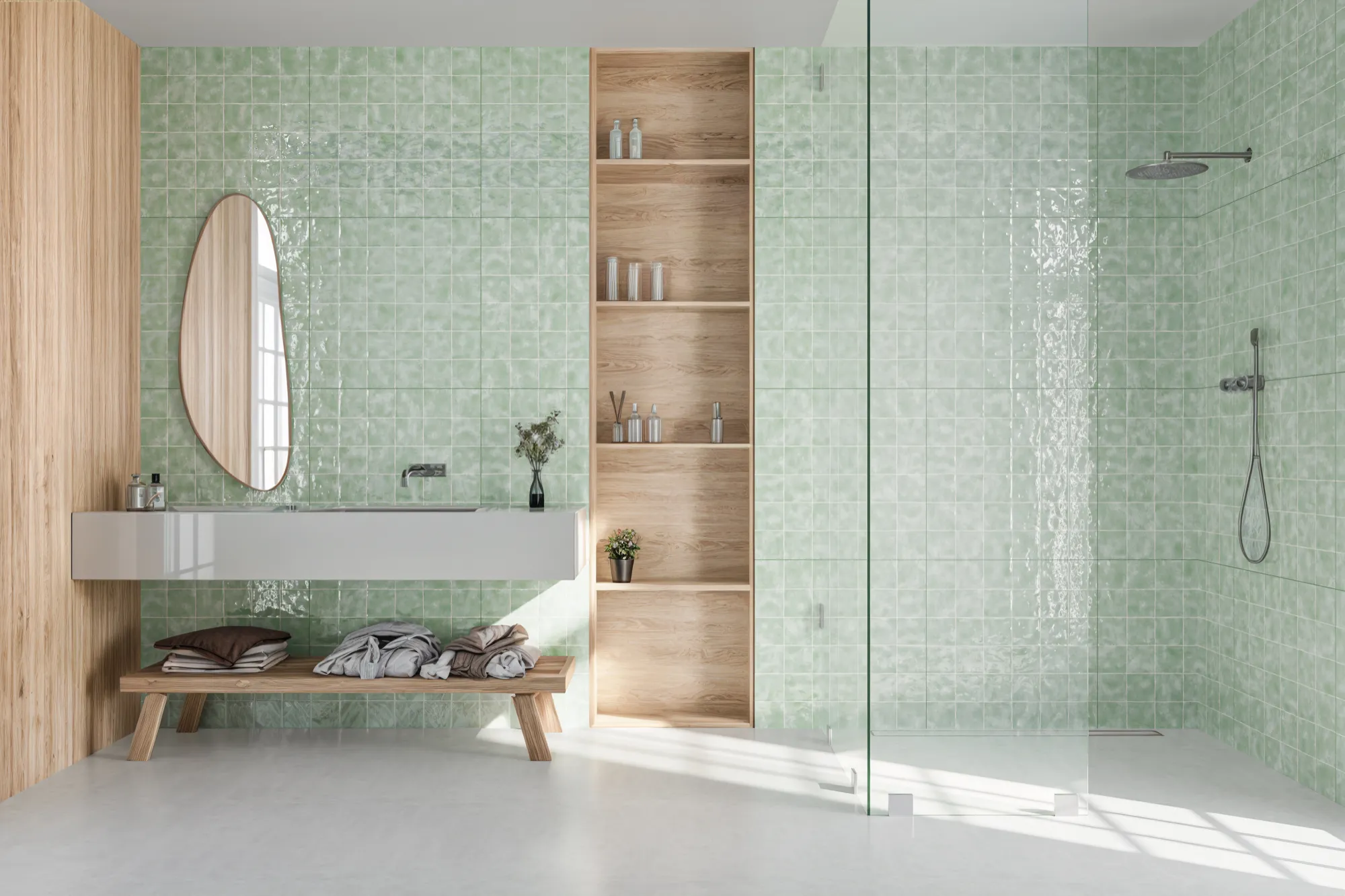 Porcelanato Brilhante Aquarela Green 72x72 Via Rosa - BR72118 - 72x72 - Via Rosa — foto 4